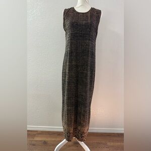 PLEAT PLEAT By Rafael Black and Tan Sleeveless Maxi Dress zs M